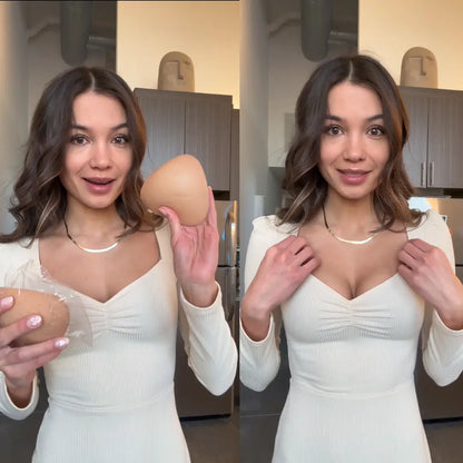 SNOWY Adhesive Bra Inserts – Instant Bust Lift & Volume, Washable Reusable Breast Pads, Invisible Under Clothes
