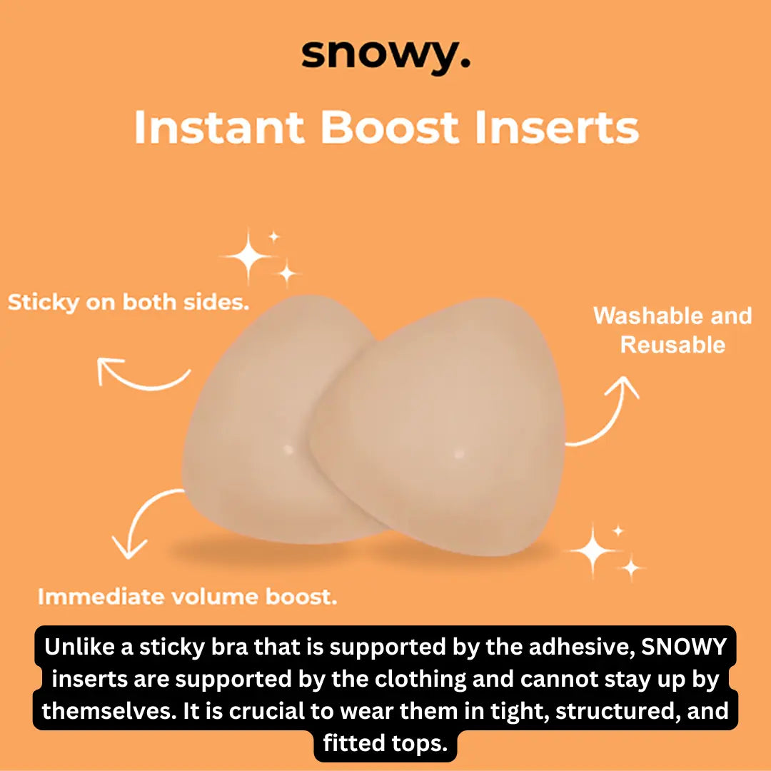 SNOWY Adhesive Bra Inserts – Instant Bust Lift & Volume, Washable Reusable Breast Pads, Invisible Under Clothes