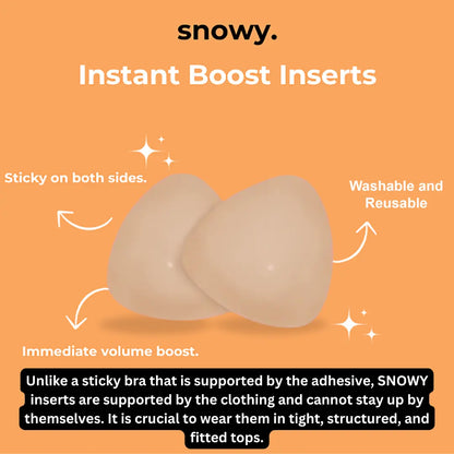 SNOWY Adhesive Bra Inserts – Instant Bust Lift & Volume, Washable Reusable Breast Pads, Invisible Under Clothes
